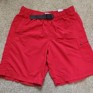 Columbia Red Swim/Board Shorts with Gray Webbing Belt
